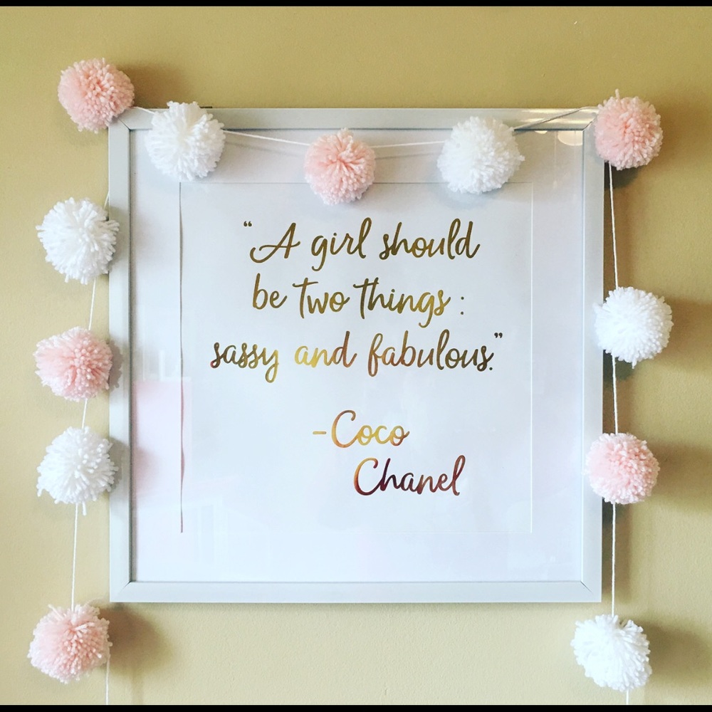 Pastel Pink and White Pom Pom Garland